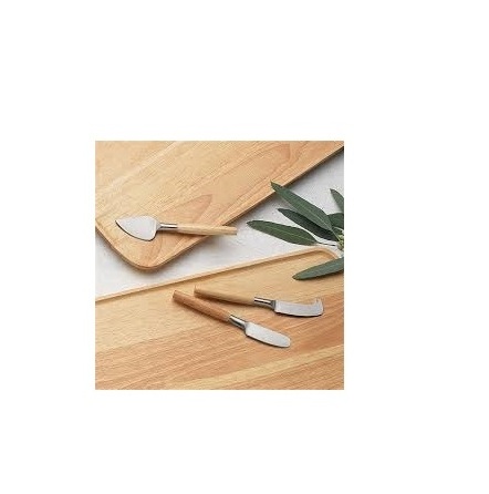 Hot Sale 4 Small Stainless Steel and wood Cheese Knives and Fork with Magnetic Acacia Wood Holder with sale product