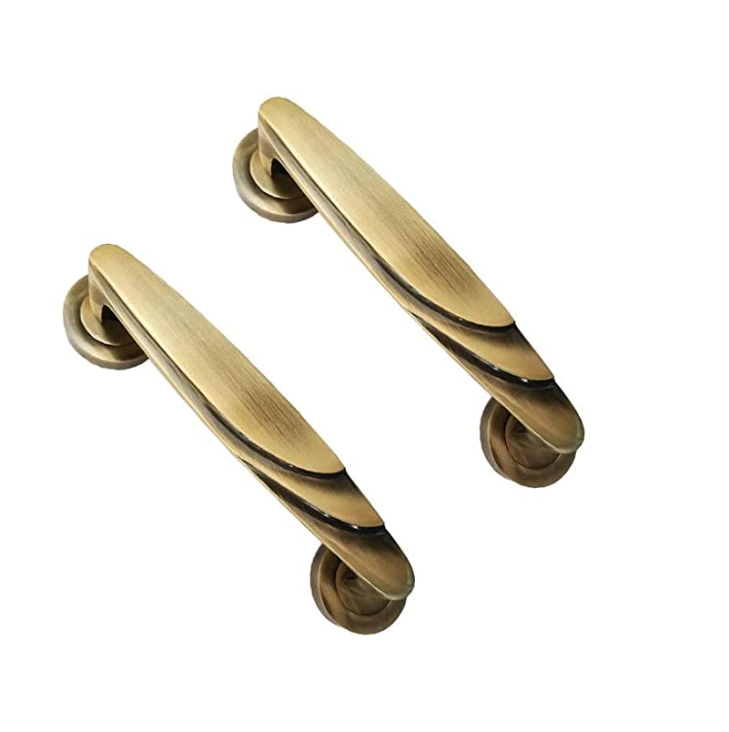 Luxury Brass door handle Door Lock Handle  Gold Knurling Door Lever Handle and handmade shinny polished