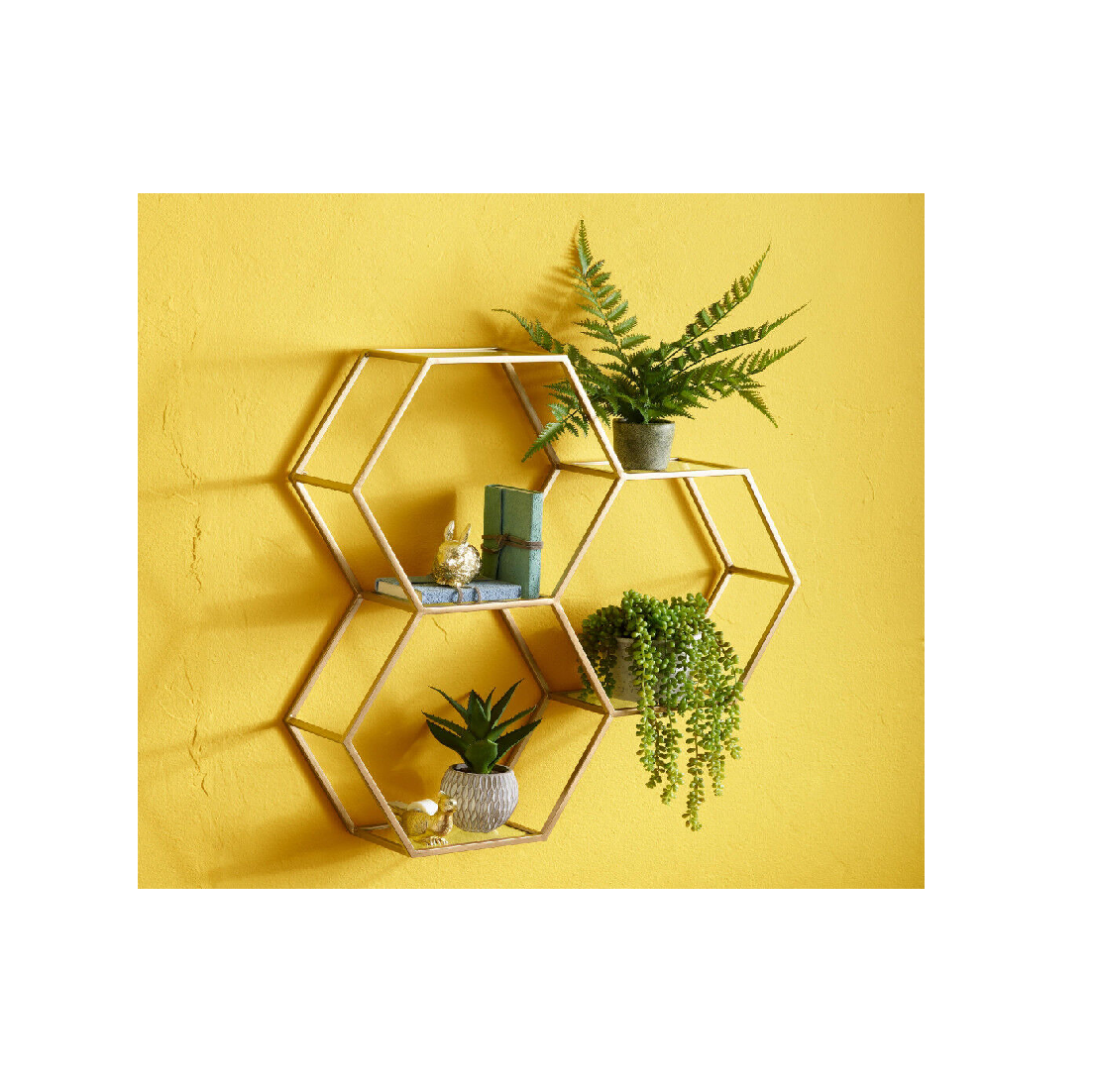 Modern Iron Wall Decoration Wrought Metal Forest Display Art design piece and hexagon shape and natural craft