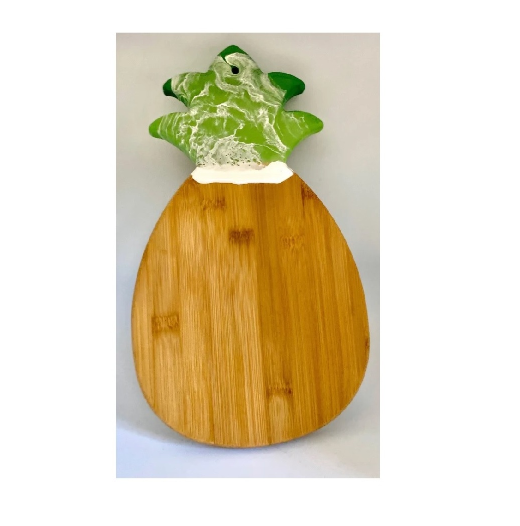 Unfinished resin and Wooden Cutting Board with Juice Groove and fish design for customized size hot sale