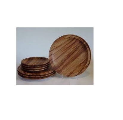 Wood plate restaurant kitchenware wood dish family simple solid round wooden plate for finger foods for sale