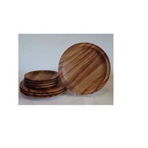 Wood plate restaurant kitchenware wood dish family simple solid round wooden plate for finger foods for sale