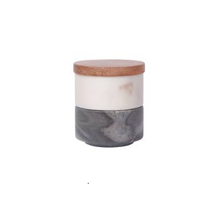 Natural wooden Spice Jar Salt Shaker mixing bowl With marble Lid And Spoon and round shape and sale product