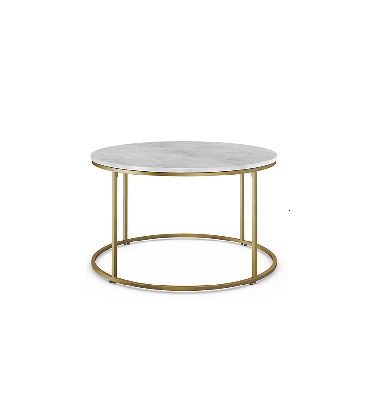 Luxury marble and brass round tea table marble metal gold coffee table and end table set and customized size