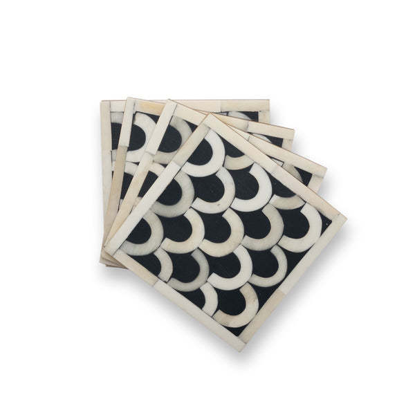 Eco-Friendly Bone inlay coaster fish design coaster Kitchen Accessories white square shape Cup Coasters and handmade