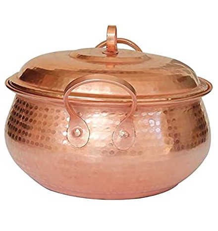 Copper Supplies Casseroles Round Shape Table Ware Fancy Hot Pot Hammered Design Luxury Stainless Steel Food Warmer with sale