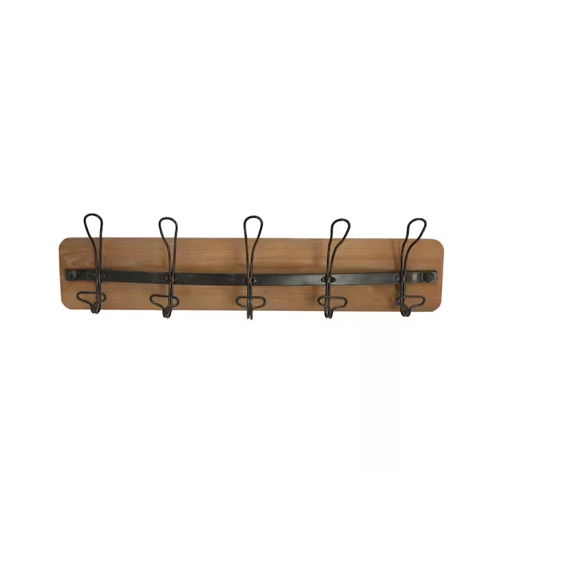 Vintage Wood and metal wall hook holder Leash Hanger Holder Wall Mounted with Antique Metal Hooks with sale