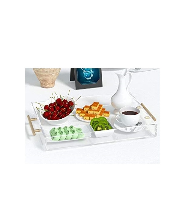 Decorative custom clear acrylic food serving tray rectangle lucite macaroon display tray for customized size