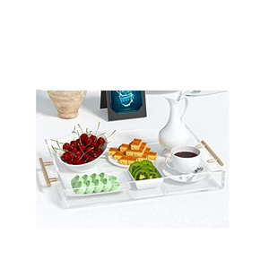 Decorative custom clear acrylic food serving tray rectangle lucite macaroon display tray for customized size