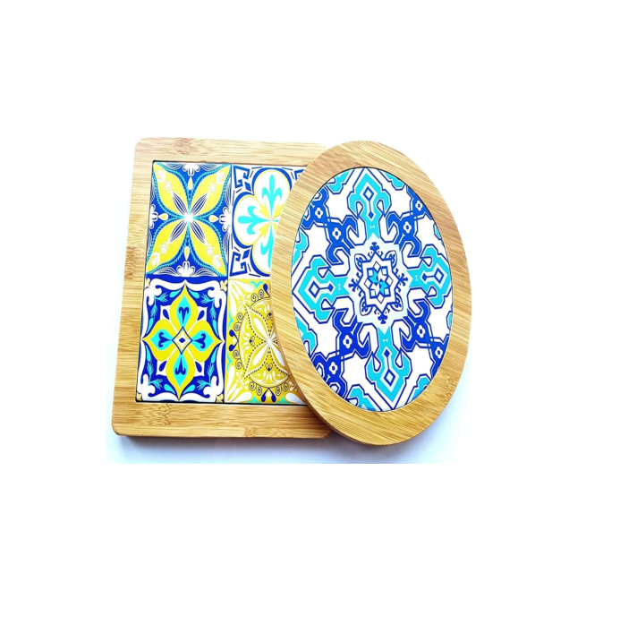 New Design of wooden and printed Trivets for home use flower design printed and ht sale product free sample