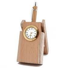 100% Best quality Wood Office gifts Clock Digital Alarm Clock Calendar Table Clock Pen Holder with handmade use