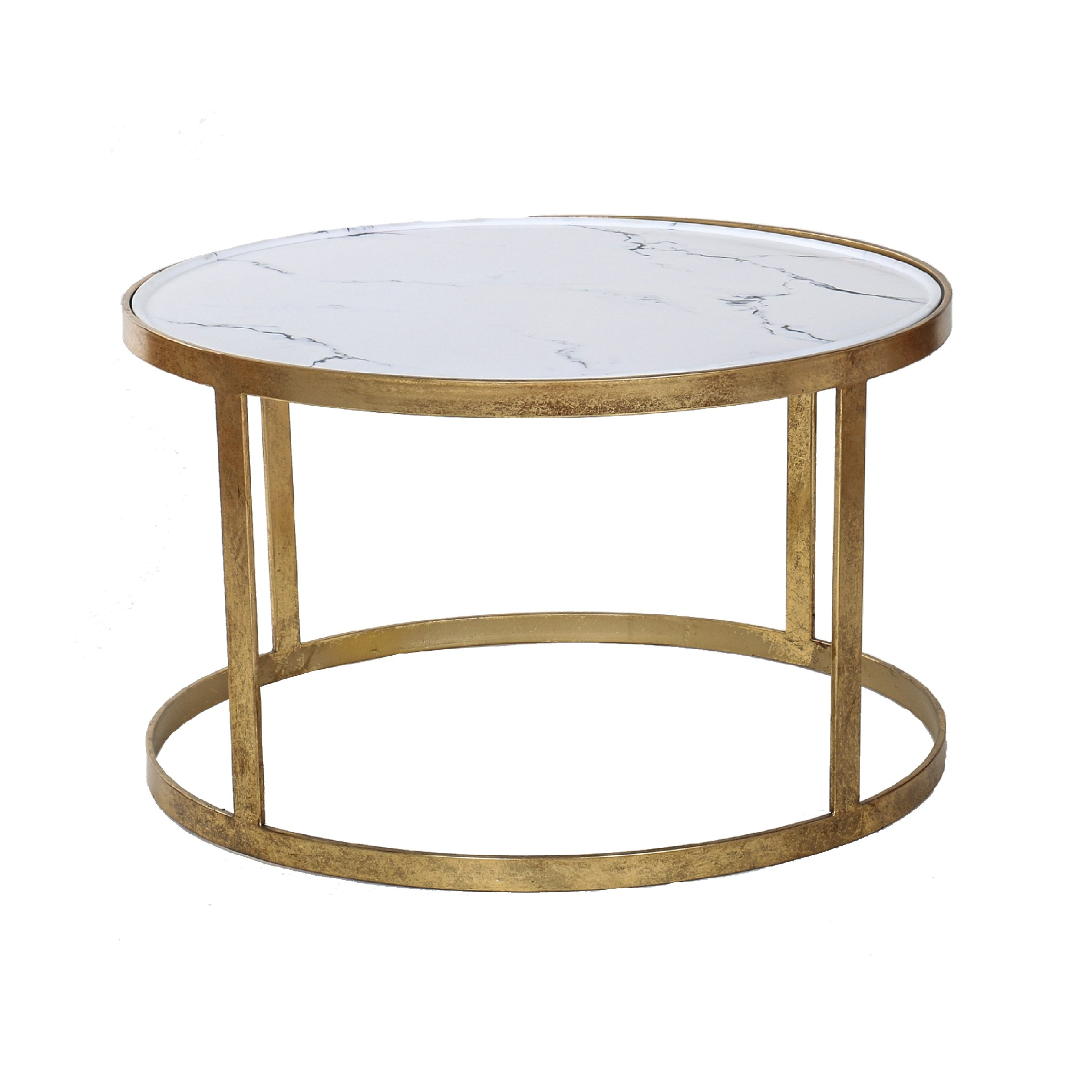 Luxury marble and brass round tea table marble metal gold coffee table and end table set and customized size