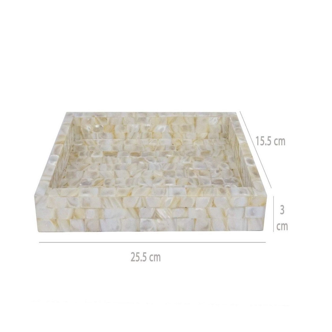 White color Floral Design square shape Mother of Pearl Inlay Tray bar Hotel Serving Tray handle for kitchenware use