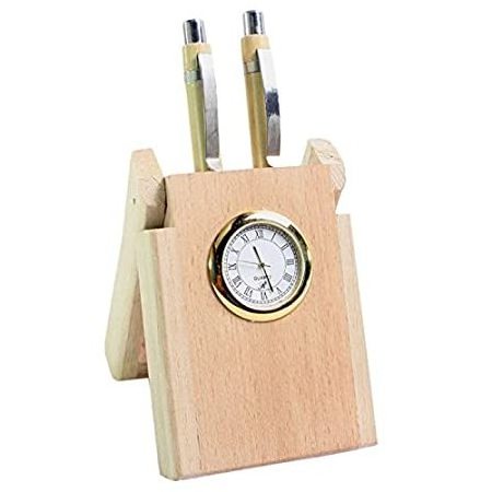 100% Best quality Wood Office gifts Clock Digital Alarm Clock Calendar Table Clock Pen Holder with handmade use