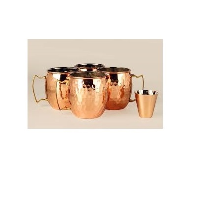 copper mug and customized packing and piece with glass for handmade polished and for handmade use for sale