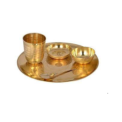 Indian Brass Dinnerware set Dinner Set of small Bowls 1 big bowl and 1 Spoon 1 fork and at best price