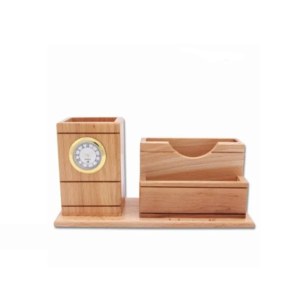 Wood pen holder and clock Square Stand Kid Desk Table Wood Digital Led Alarm clock With Pen Holder at best price