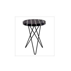 Design MOP Bone Inlay Stool in MDF For Living or Bed Room manufacturing in metal leg for round shape and sale