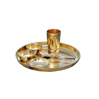 Indian Brass Dinnerware set Dinner Set of small Bowls 1 big bowl and 1 Spoon 1 fork and at best price