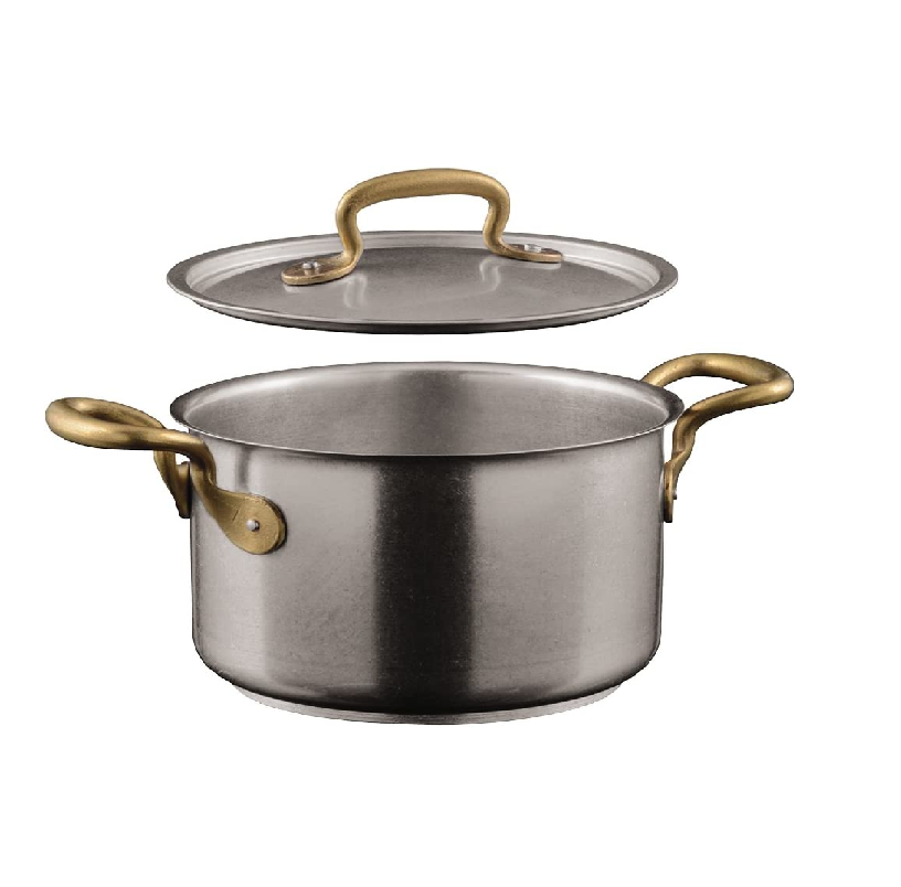 Steel casserole Pots For Cooking and Stew Casserole Slow Cooker and brass handle and knob at best price