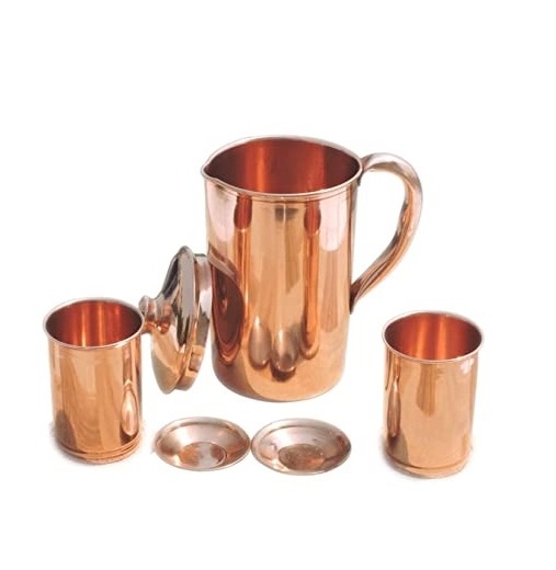 Steel jug with lid Pure Copper Carved Copper Cocktail Service for customized size and shinny polished shinny steel polished