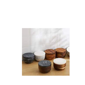 Marble wooden Salt Spice Jar Salt Shaker mixing bowl With Lid And Spoon and customized size cheap price