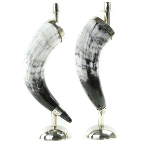 Horn Candle Candlestick Holders Set of 2 Table Decorative Candle Stand for Wedding and handmade shinny polished