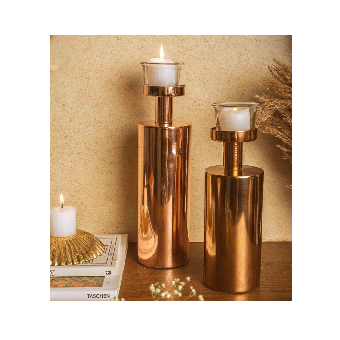 Copper Candle stand Set Wedding Tapered Gold Candlesticks Holder handmade Candle Stand For Home Decorative