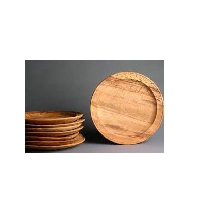 Wood plate restaurant kitchenware wood dish family simple solid round wooden plate for finger foods for sale