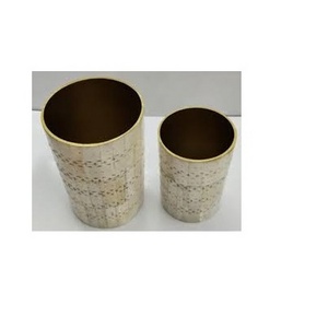 Bone inlay flower vase and for natural bone color and brass rim for different size and table top decorative use top selling