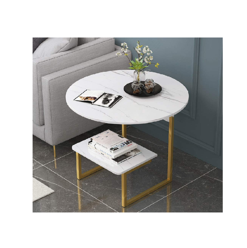 Luxury marble and brass round tea table marble metal gold coffee table and end table set and customized size