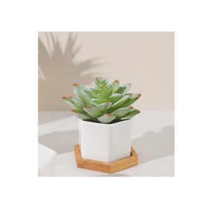 Ceramic Planter Pots With Stand - Indoor/Outdoor Cement Planter For Stylish Flower design wood base stand