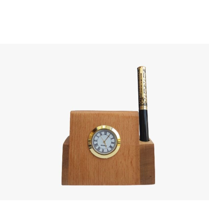 Customized pen holder and watch Desktop Digital Alarm Clock with Wooden natural craft with handmade use