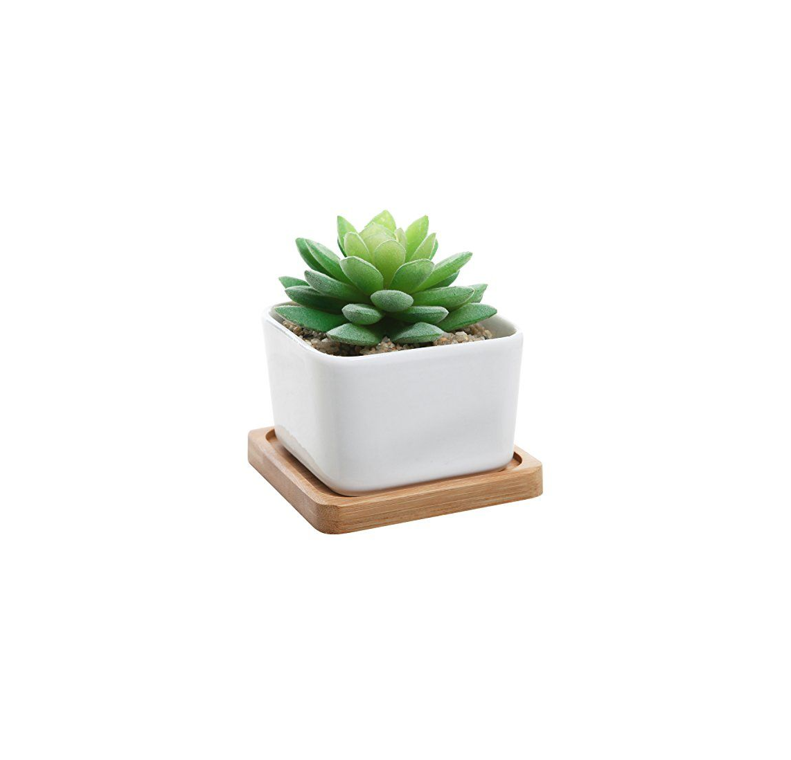 Ceramic Planter Pots With Stand - Indoor/Outdoor Cement Planter For Stylish Flower design wood base stand