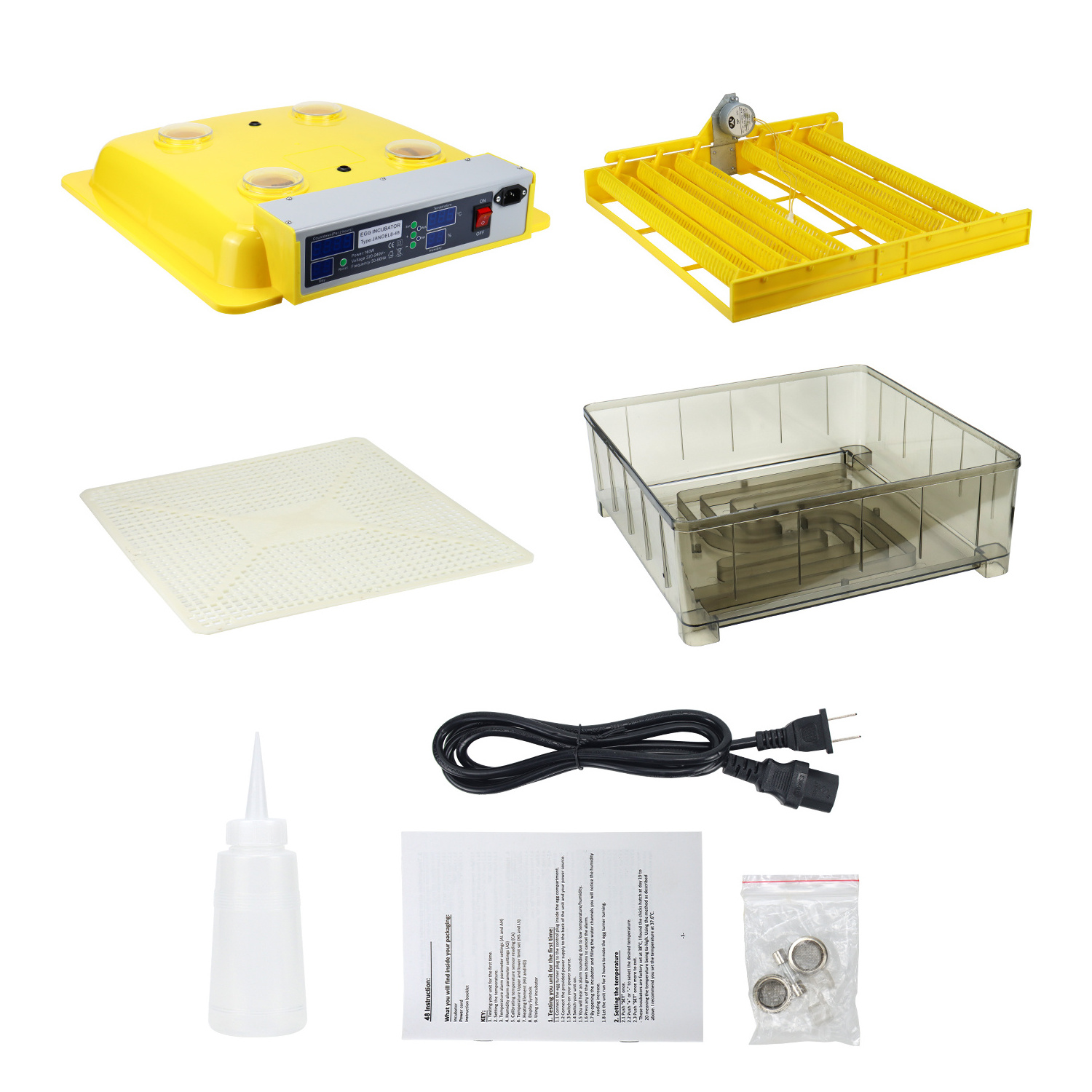 Janoel Factory Supply Automatic 48 Egg Incubator PC yellow incubator Premium Bird Incubators for Parrot and Avian Breeders