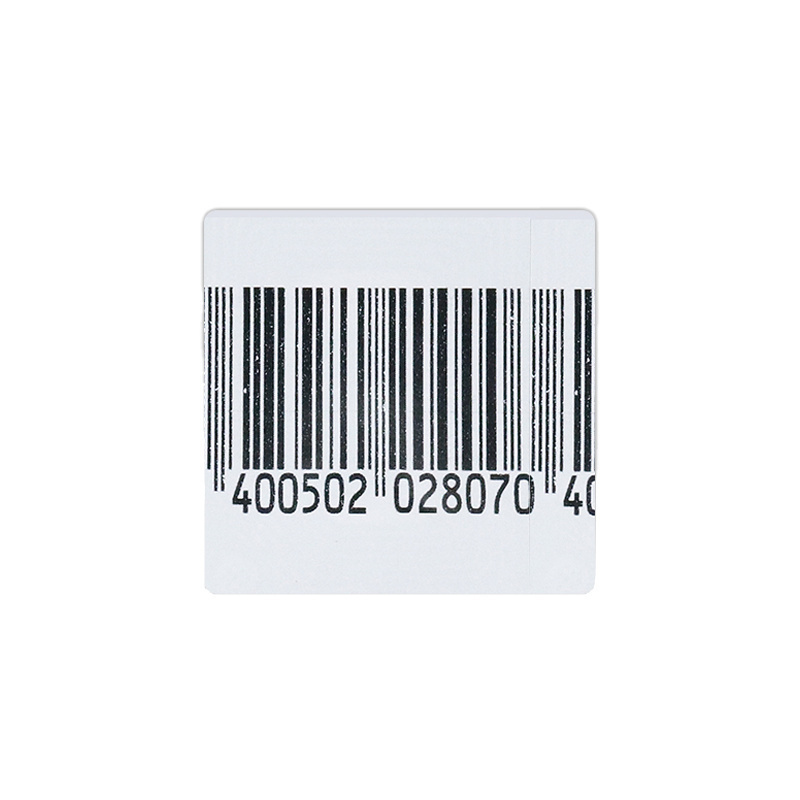 Wholesale e-Bit 8.2MHz Coated paper 4*4 cm White EAS system RF Soft Label with bar code for clothing shop anti-theft system