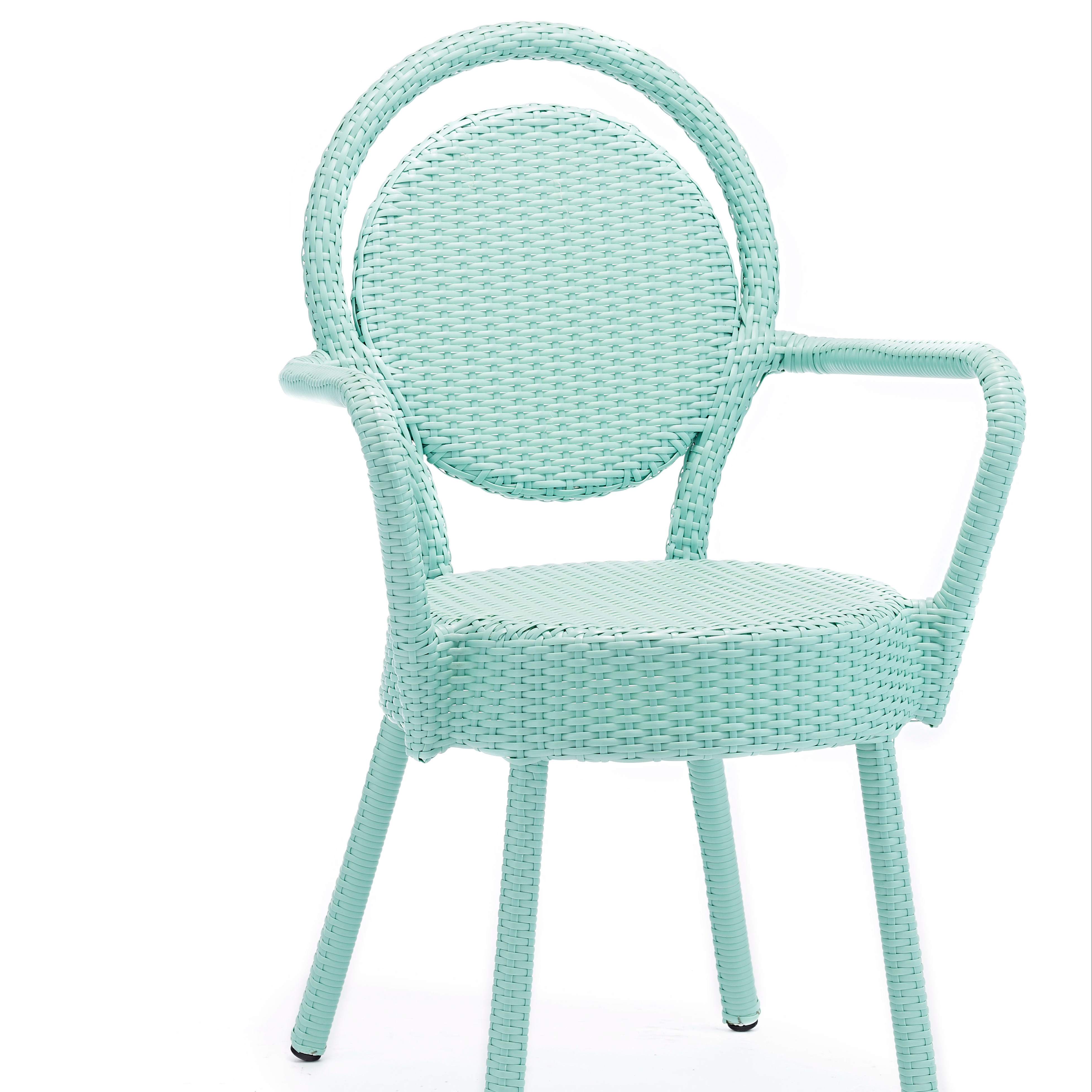 Outdoor Chair Stackable Aluminum Garden Chair Wicker Single Rattan Armrest Chair