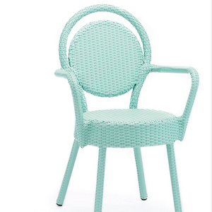 Outdoor Chair Stackable Aluminum Garden Chair Wicker Single Rattan Armrest Chair