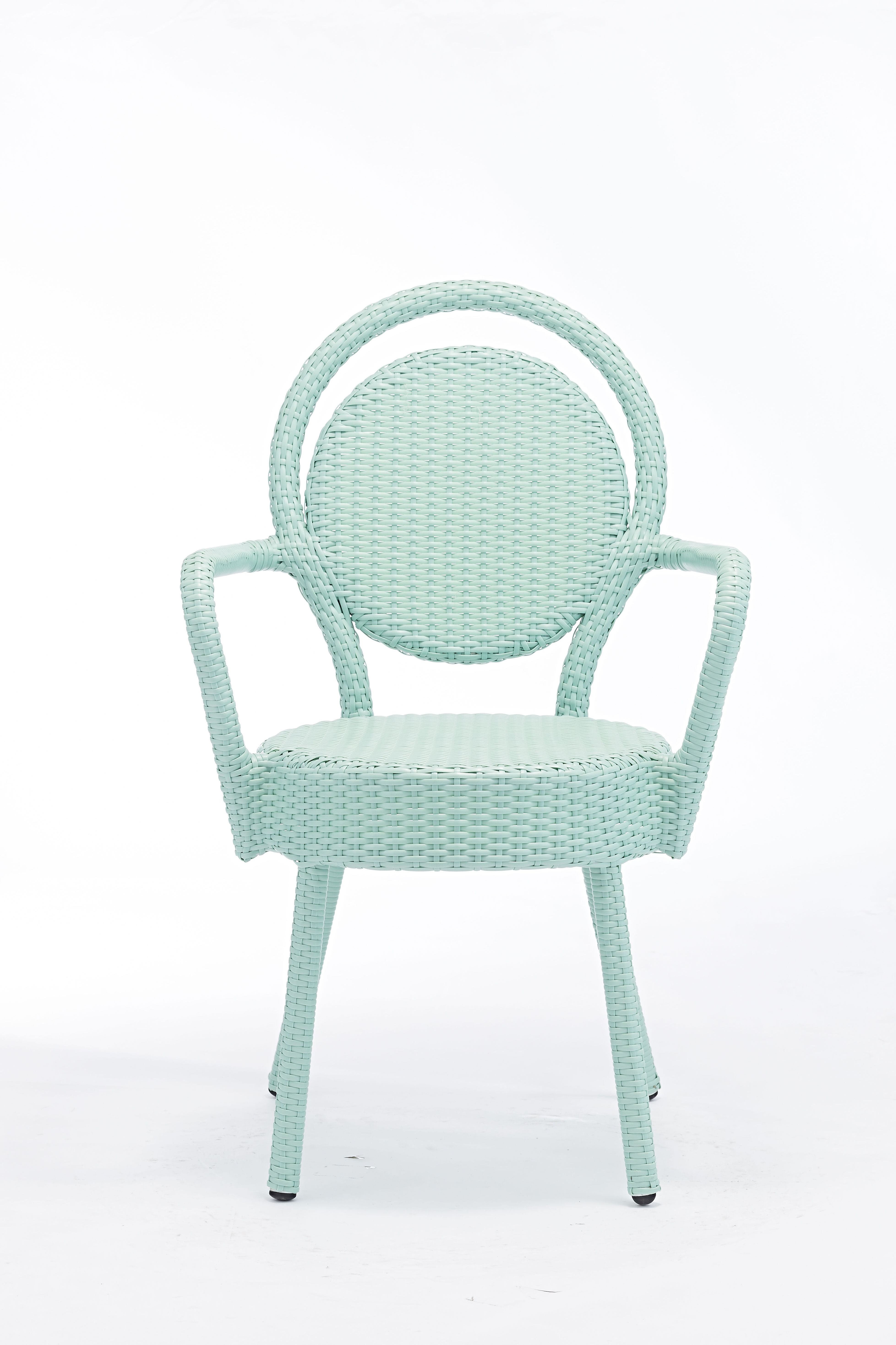 Outdoor Chair Stackable Aluminum Garden Chair Wicker Single Rattan Armrest Chair