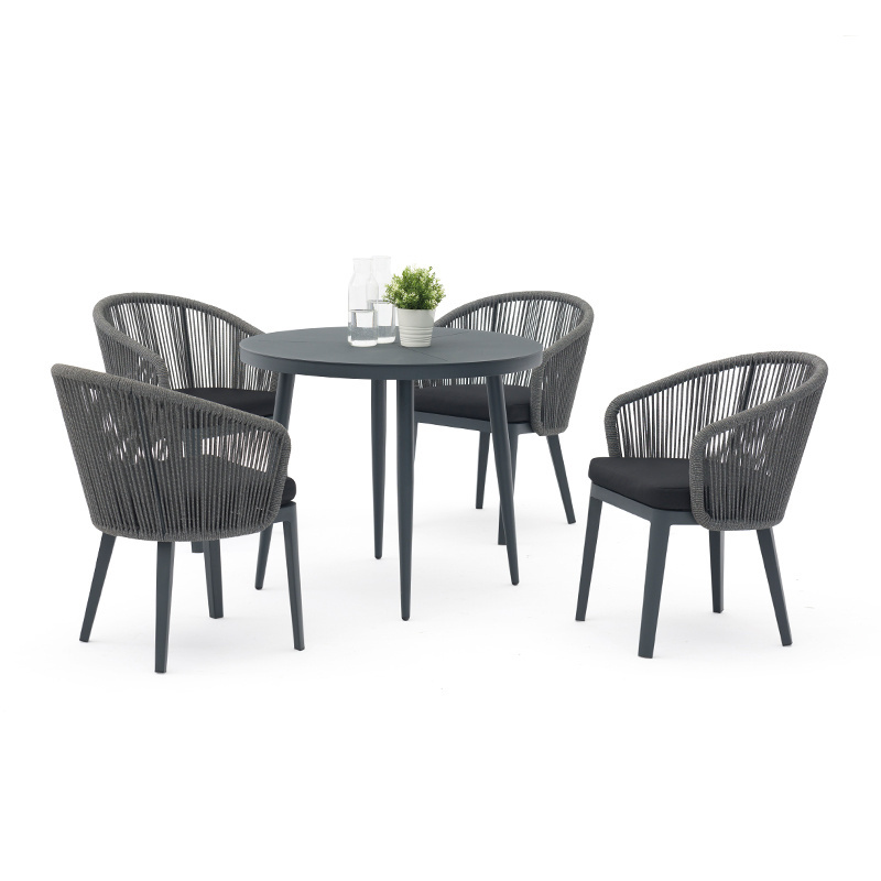 Homestyles Round Unfoldable Grey Outdoor Dining Table Furniture Set