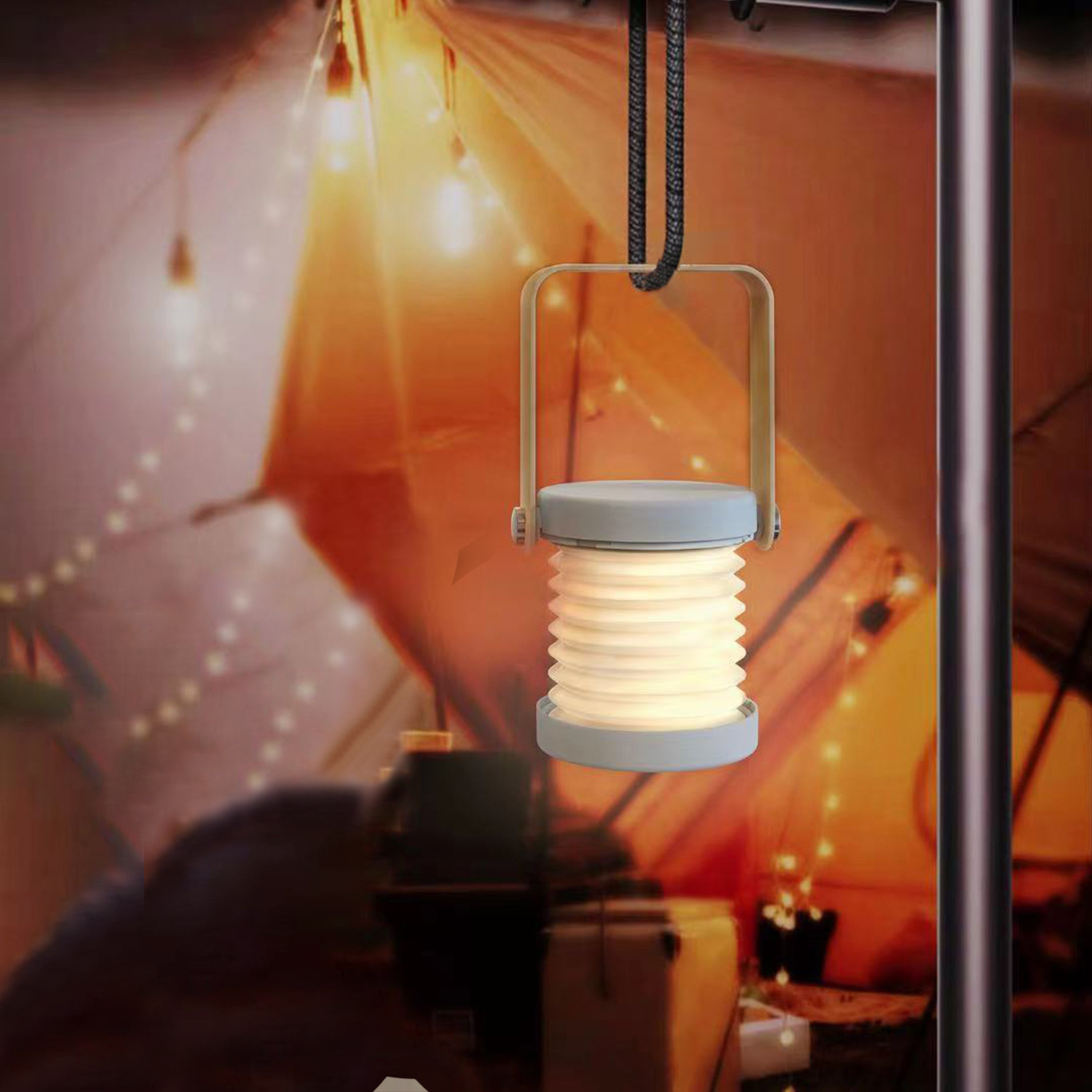 2023 Multifunctional Usb Rechargeable Led Camping Lights Lantern Tent Lamp for Hiking Portable Foldable Survive Led Wooden 80 5v