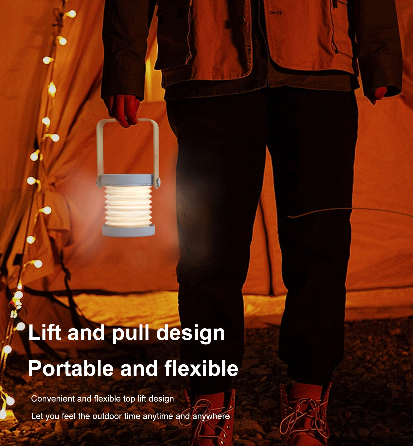 2023 Multifunctional Usb Rechargeable Led Camping Lights Lantern Tent Lamp for Hiking Portable Foldable Survive Led Wooden 80 5v