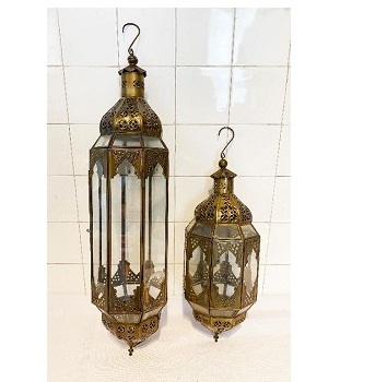 Lantern Decoration of Lanterns 3-Morracan Decor wholesale cheapest iron Wood Brass small lantern decoration candle tealight