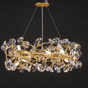 Postmodern Luxury Chandelier Pendant Lights LED K9 Crystal Brass Home Living Room Dinning Room Hotel Villa Light Fixture