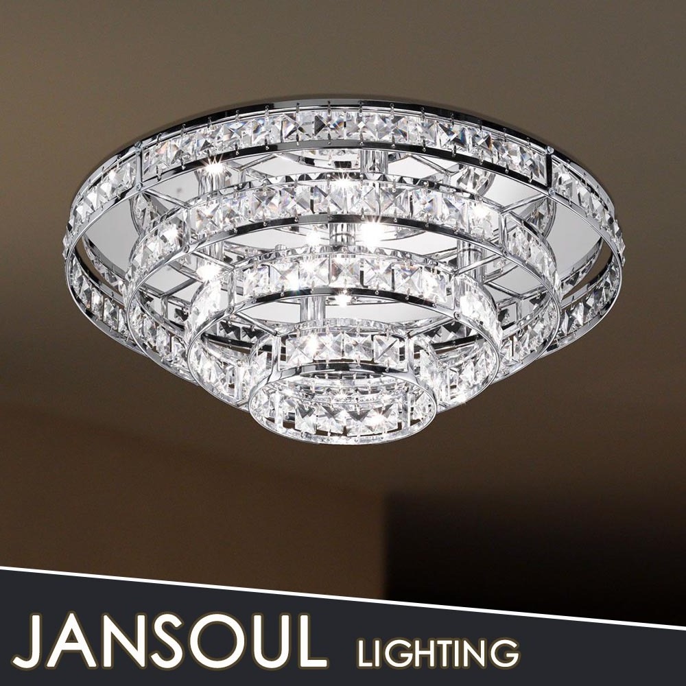 modern home decor ceiling chandelier low ceiling crystal flat lighting fixture from China Supplier