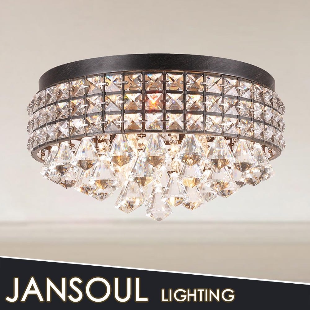 modern home decor ceiling chandelier low ceiling crystal flat lighting fixture from China Supplier