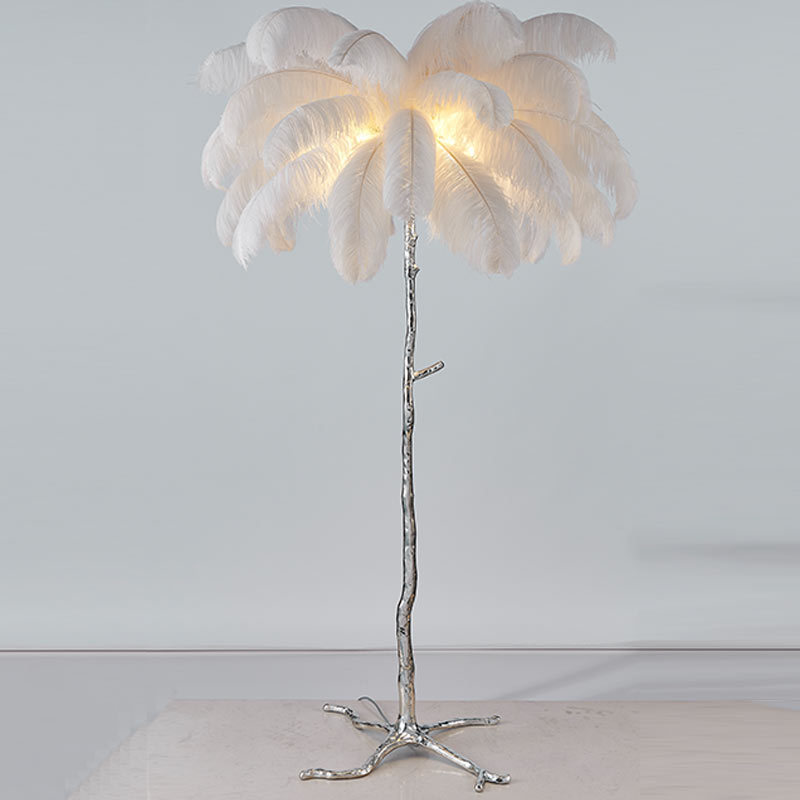 Modern Nordic Ostrich Feather Tree Floor Lamp LED Standing Lamp Living Room Bed Room Hotel Decorative Light Fixture