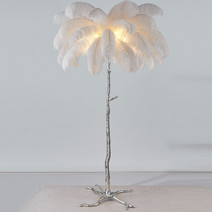 Modern Nordic Ostrich Feather Tree Floor Lamp LED Standing Lamp Living Room Bed Room Hotel Decorative Light Fixture