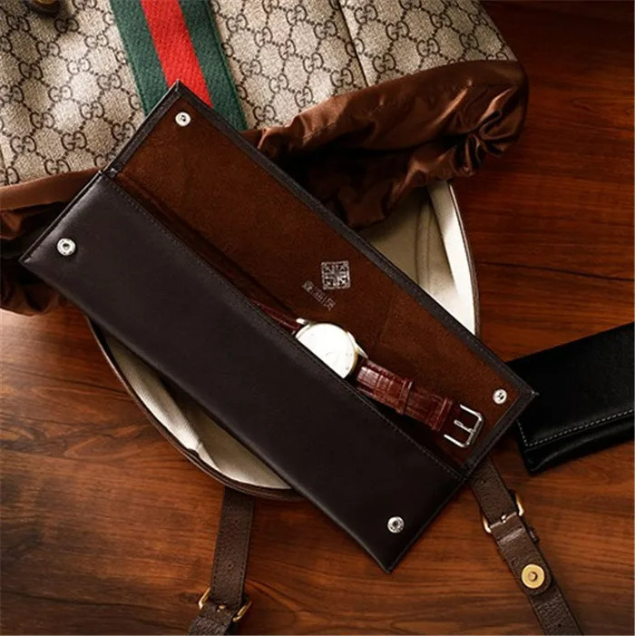 Wholesale Customized Black Velvet Single Watch Bag High Quality Leather Travel Wristwatch Bag