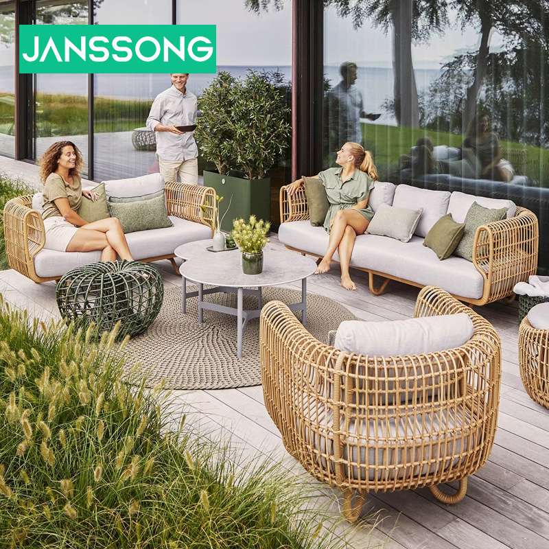 Wholesale Rattan Sofa Set Outdoor Patio Sofa And Table Set 3 Piece Patio Rattan Nesting Chair Conversation Set